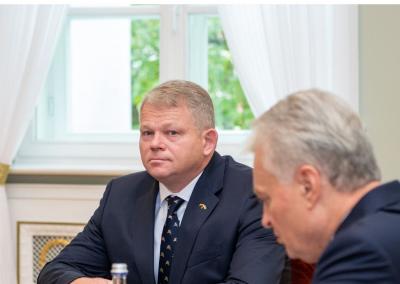 Andrius Palionis susitinka su LR Prezidentu Gitanu Nausėda. Prezidentūros nuotr.